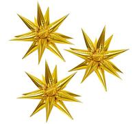 Ballon Aluminium Explosif Étoile, 3 Pièces Ballon Gonflable Étoile Explosion, Ballons Disco des Années 70 et 80 pour Décorations de Fête de Fête d'Anniversaire de Mariage (Or)