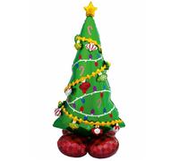 Amscan 8311711 - Ballon en plastique Sapin de Noël, taille env. 130 cm, ballon AirLoonz en plusieurs parties, sapin avec décorations de Noël, gonflable à l'hélium ou à l'air, décoration, cadeau, Noël
