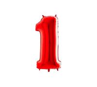 Ballon aluminium - GRABO - Chiffre 1 - Rouge - 26"" (66 cm) - Valve auto, gonflable hélium
