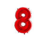 BALLON ALUMINIUM CHIFFRE 8 ROUGE 26"" 66 CM GRABO BALLOONS® Rouge