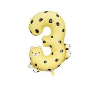 PartyDeco Ballon aluminium Guépard chiffre 3 Jaune