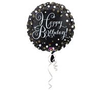 Ballon Aluminium Happy Birthday Scintillant 43 Cm Taille Unique Noir