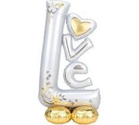 ballon aluminium lettre love mariage 73x147cm argent or - amscan 4246511 Gris G