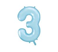 Ballon aluminium numéro "3" bleu 86 cm