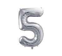 Ballon aluminium numéro "5" argent 86 cm