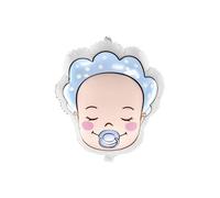 Ballon aluminium - PARTYDECO - Tête de bébé garçon - 40 x 45 cm - Bleu - Compatible hélium
