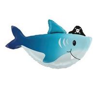 Grabo Balloons - Ballon Aluminium Requin Pirate 74X42CM Bleu