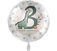 ballon aluminium rond 3 an garçon dinosaure 43cm - générique 50137-fre