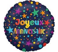 ballon aluminium rond anniversaire 46cm marine - grabo g78155-p Bleu G