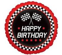 ballon aluminium rond anniversaire course 46cm - grabo 26121p-p Rouge G