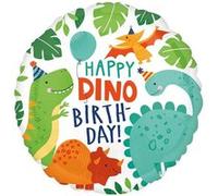 ballon aluminium rond anniversaire dinosaure 43cm - amscan 4066701 Multicolore G