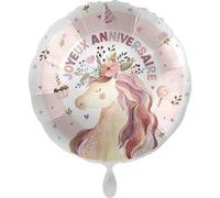 ballon aluminium rond anniversaire licorne 43cm - générique 81203-fre