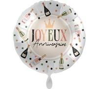 ballon aluminium rond anniversaire trinquer 43cm - générique 50147-fre