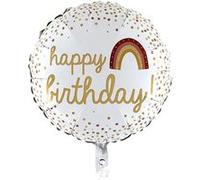 ballon aluminium rond boho happy birthday 46cm blanc - grabo 26166p-p Blanc G