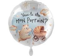 ballon aluminium rond demande parrain ours 43cm - générique 1210-fre