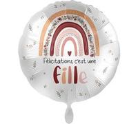 ballon aluminium rond félicitation fille 43cm - générique 50096-fre