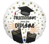 Grabo Balloons - Ballon Aluminium Rond FÉLICITATIONS DIPLÔME 45CM