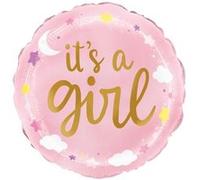 ballon aluminium rond fille nuage étoile 46cm - grabo 26295p-p Rose G