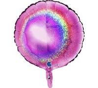 ballon aluminium rond fuchsia holographique glitter 46cm - grabo 18161ghf-p Rose G