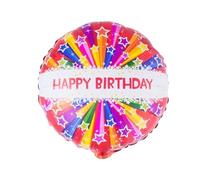 Ballon aluminium rond happy birthday multicolore 52x46cm