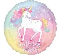 ballon aluminium rond licorne enchantée 43cm multicolore - amscan 4289475 Multicolore G