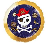 ballon aluminium rond pirate carte aux trésors 43cm bleu - 4331975 Bleu G