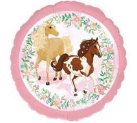 ballon aluminium rond poney chevaux fleurs 43cm - amscan 4325175 Multicolore G