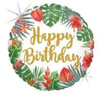 ballon aluminium rond tropical happy birthday 46cm - grabo 36805gh-p Multicolore G