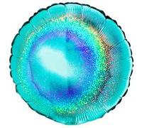 ballon aluminium rond turquoise holographique 46cm - grabo 18177ghti-p Bleu G