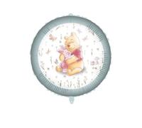 Ballon aluminium rond Winnie l'ourson 46 cm - Blanc