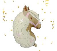 Ballon Aluminium Tête de Cheval avec Nœud Papillon - 57 cm Ballon Cheval, Décoration Anniversaire Cheval Couleurs Mate, Kit Complet pour Décoration Fête Cheval, Fête Fille Thème Poney