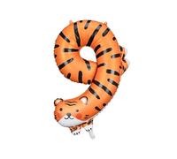 PARTYDECO Ballon Aluminium Tigre Chiffre 9 - Orange
