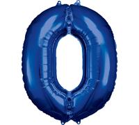 Ballon Amscan - Chiffre 0 bleu : gonflé à l'hélium Ballon : gonflé à l'hélium