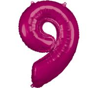 Ballon Amscan - chiffre 9 rose : Gonflé à l'hélium Ballon en plastique : gonflé à l'hélium