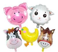 Ballon Animal de la Ferme - 5 PCS Hélium Animaux, Feuille D'aluminium, Décoration Anniversaire pour Enfants