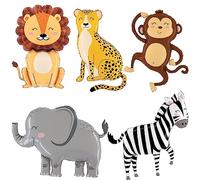 Ballon Animaux Jungle, 5 Pièces Animal Feuille D'aluminium Ballons, Decoration Anniversaire Jungle, Décoration Animaux de la Jungle pour Enfant, Garçon, Fille