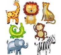 Ballon Animaux Jungle, 7 PCS Animaux Ballons de Baudruche, Ballon Animaux Helium, Animal Feuille D'aluminium Ballons, Decoration Anniversaire Jungle, Ballons d'anniversaire pour Enfants
