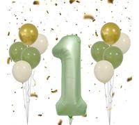 Ballon Anniversaire 1 Ans Vert Sauge,11 Pièces Ballons d'Anniversaire Ballons en Latex ballons Vert Sauge,pour fête d'anniversaire de 1 an garçon et fille