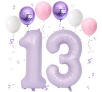 Ballon Anniversaire 13 Ans Violet Clair, VUCDXOP 101 CM Violet Rose Blanc Latex Ballon Chiffre 13, Décoration Ballons 13 Ans Anniversaire, Foil Helium Ballons Numéro 13/31 Pour Décoration De Fête