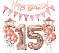 Ballon Anniversaire 15 Ans Fille Or Rose - Décoration Anniversaire Fille 15 Ans - Birthday Decoration