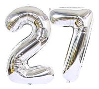 Ballon Anniversaire 27 Ans argenté, 100 CM Ballon Chiffre Numéro 27 argenté Décoration Anniversaire 27 Ans Décoration Fête Vole Grâce à l'Hèlium Happy Birthday Deco Ballons 27 Ans Anniversaire