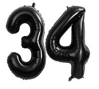 Ballon Anniversaire 34 Ans Noir, 100 CM Ballon Chiffre Numéro 34 Noir Décoration Anniversaire 34 Ans Décoration Fête Vole Grâce à l'Hèlium Happy Birthday Decoration Ballons 34 Ans Anniversaire Noir