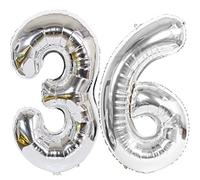 Ballon Anniversaire 36 Ans argenté, 100 CM Ballon Chiffre Numéro 36 argenté Décoration Anniversaire 36 Ans Décoration Fête Vole Grâce à l'Hèlium Happy Birthday Deco Ballons 36 Ans Anniversaire