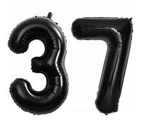 Ballon Anniversaire 37 Ans Noir, 100 CM Ballon Chiffre Numéro 37 Noir Décoration Anniversaire 37 Ans Décoration Fête Vole Grâce à l'Hèlium Happy Birthday Decoration Ballons 37 Ans Anniversaire Noir