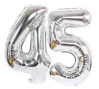Ballon Anniversaire 45 Ans Argenté - 100 CM Chiffre Numéro Décoration Fête - Vole Grâce à l'Hélium - Happy Birthday
