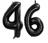 Ballon Anniversaire 46 Ans Noir, 100 CM Ballon Chiffre Numéro 46 Noir Décoration Anniversaire 46 Ans Décoration Fête Vole Grâce à l'Hèlium Happy Birthday Decoration Ballons 46 Ans Anniversaire Noir