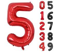 Ballon Anniversaire 5 Ans Rouge, 101cm Chiffre 5 Ballon Anniversaire Rouge Hélium Mylar Ballons pour Enfant Garçon Fille Décorations de Fêtes D'anniversaires (Chiffre 5)