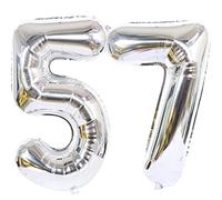 Ballon Anniversaire 57 Ans Argenté - 100 CM Ballon Chiffre Numéro - Décoration Fête Vole Grâce à l'Hélium - Happy Birthday