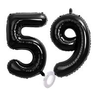 Ballon Anniversaire 59 Ans Noir, 100 CM Ballon Chiffre Numéro 59 Noir Décoration Anniversaire 59 Ans Décoration Fête Vole Grâce à l'Hèlium Happy Birthday Decoration Ballons 59 Ans Anniversaire Noir