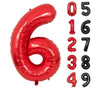 Ballon Anniversaire 6 Ans Rouge, 101cm Chiffre 6 Ballon Anniversaire Rouge Hélium Mylar Ballons pour Enfant Garçon Fille Décorations de Fêtes D'anniversaires (Chiffre 6)